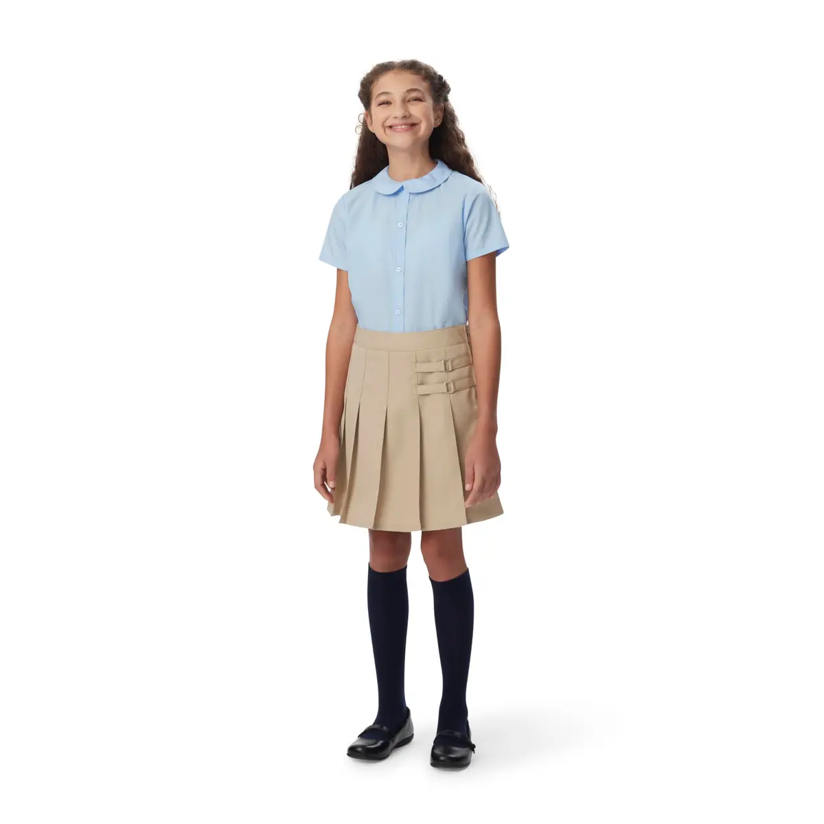 French Toast Girls' Adjustable Waist 2-Tab Scooter, Black, Size 8 | School Uniform Skirt with Built-in Shorts - view 2