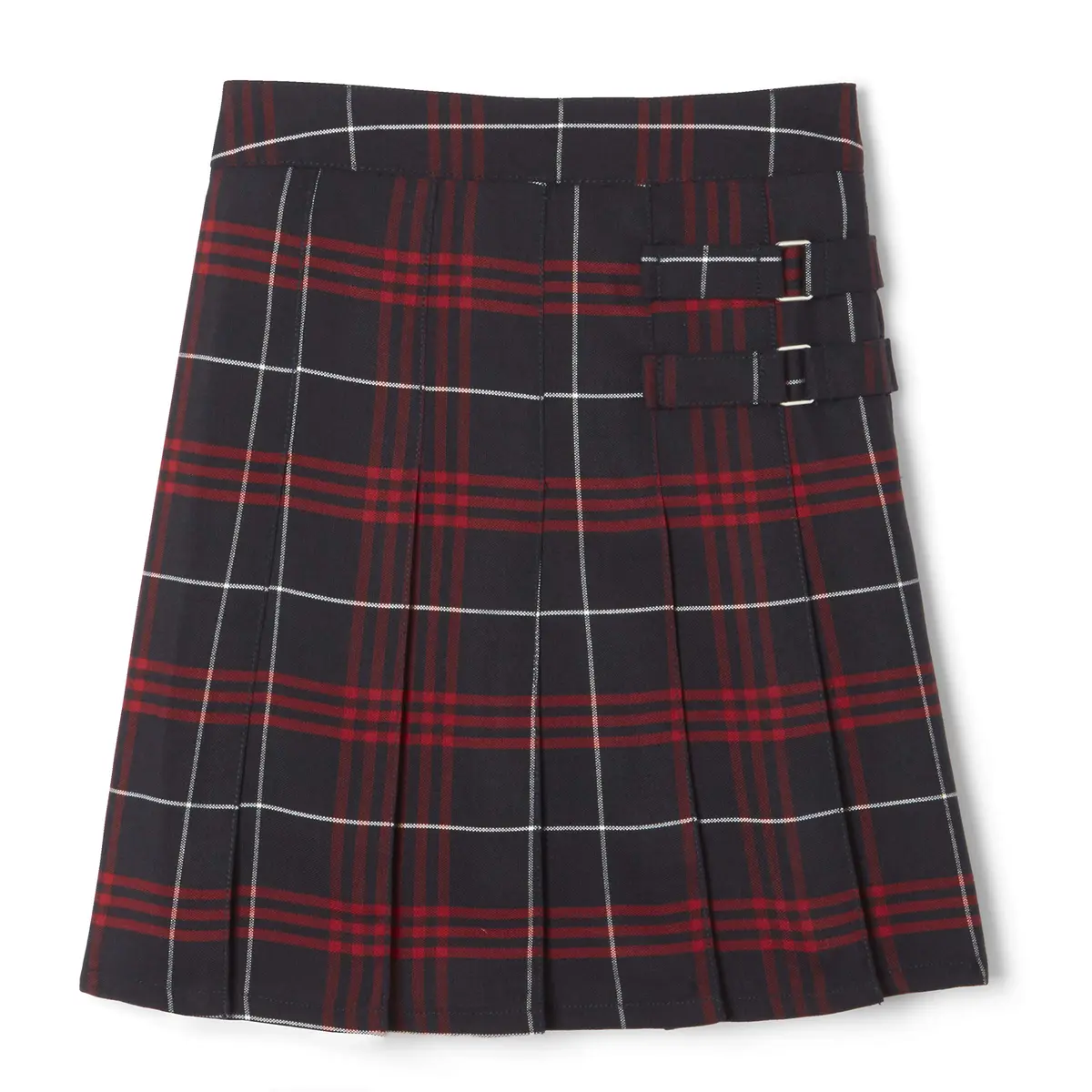 French Toast Girls' Adjustable Waist Plaid 2-Tab Scooter, Navy & Red Plaid, 10 | Built-in Shorts, Preppy Style, Above Knee - view 5