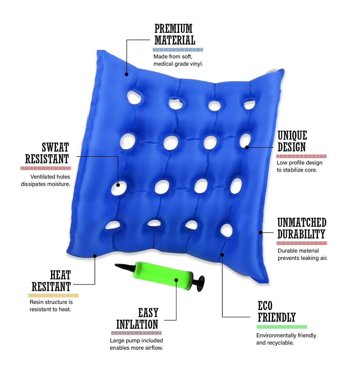 EMS Extend Medical Supply Body Positioner Blue | Pressure Relief Cushion for Wheelchair - view 2