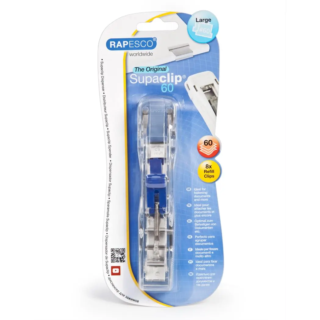RAPESCO Supaclip 60 Kit Dispenser with 108 Stainless Steel Refill Clips | Binds up to 60 Sheets - view 2