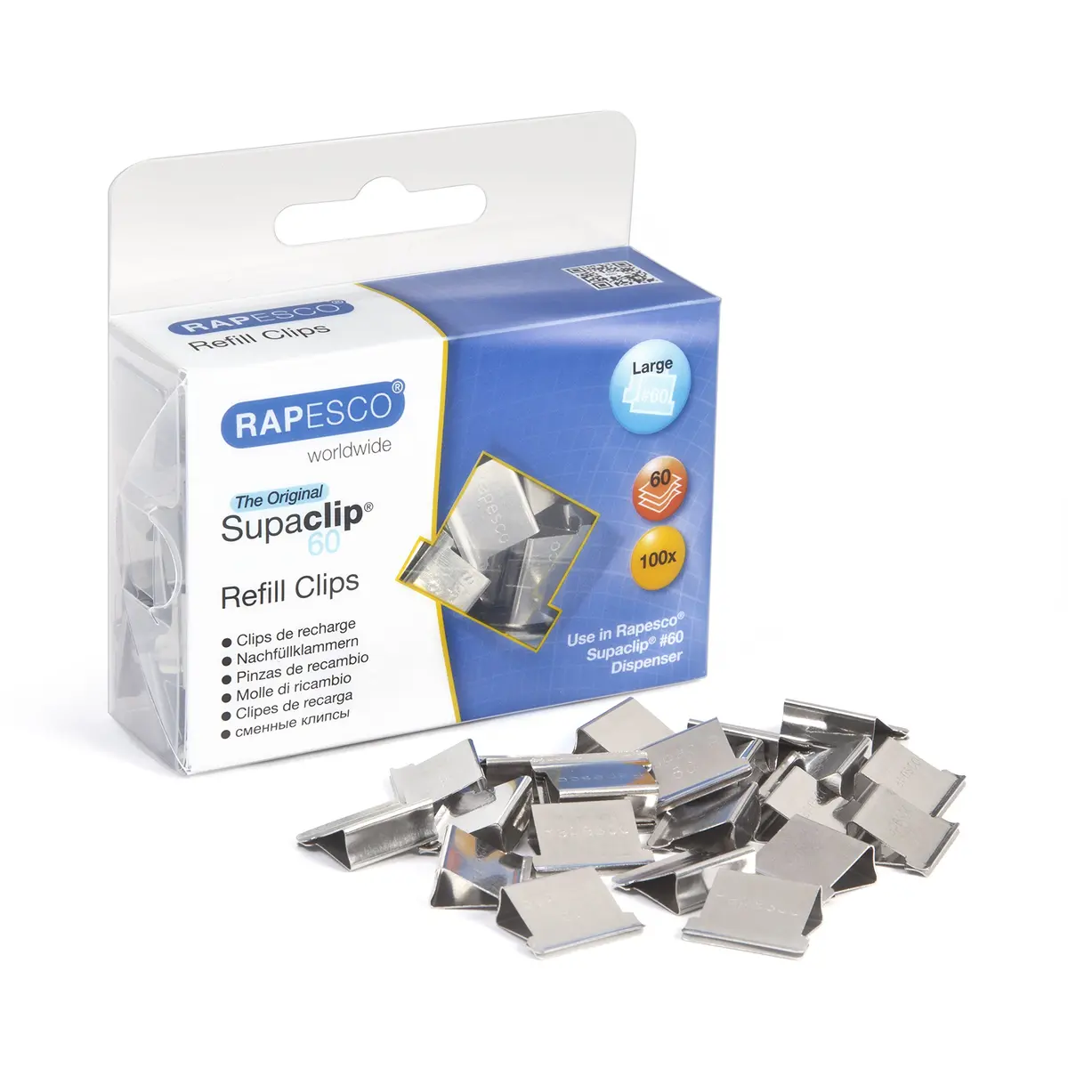 RAPESCO Supaclip 60 Kit Dispenser with 108 Stainless Steel Refill Clips | Binds up to 60 Sheets - view 3