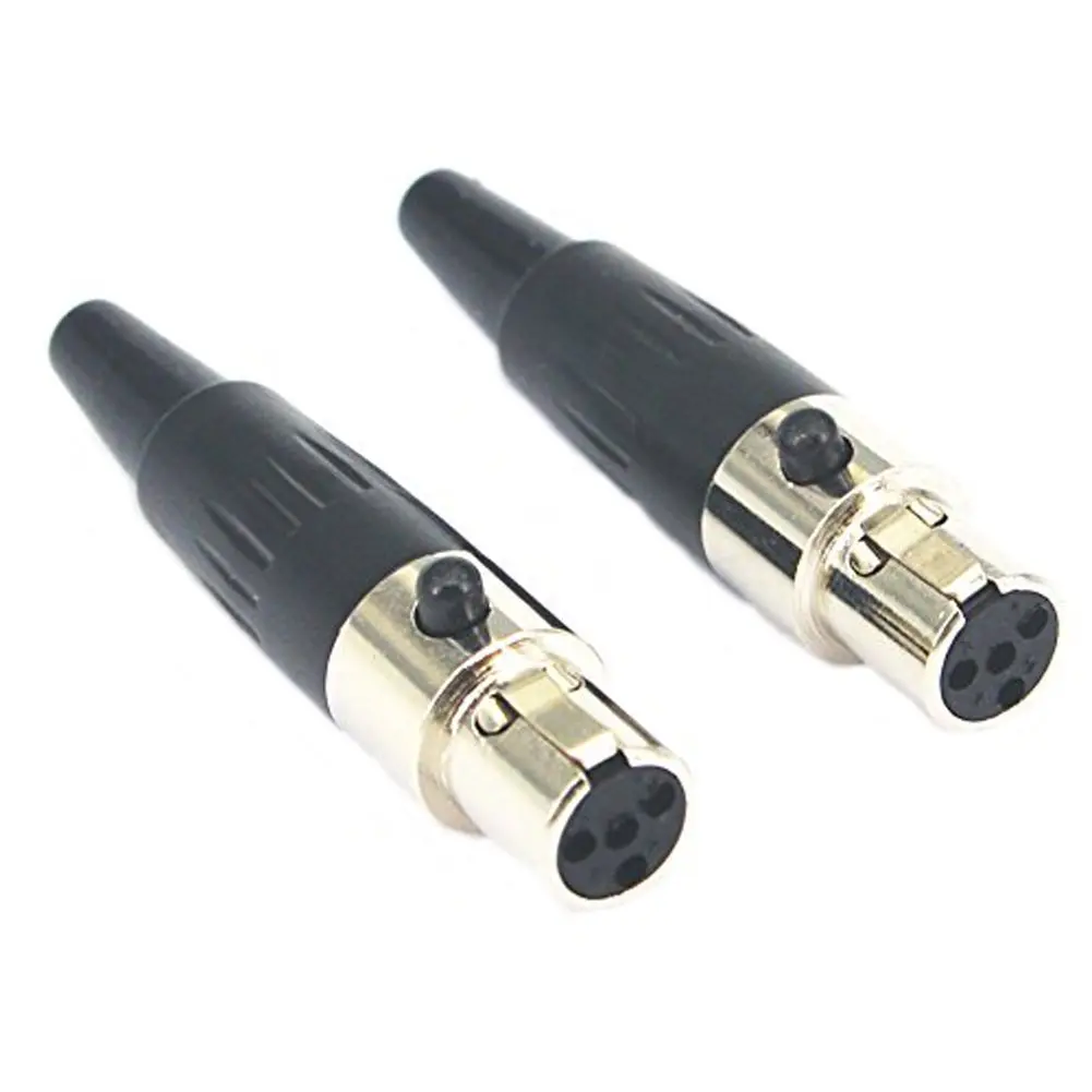 onelinkmore Mini XLR TA4F 4-Pin Female Inline Connector 2-Pack | Solder Type for Shure Wireless Bodypack Repair - main product image