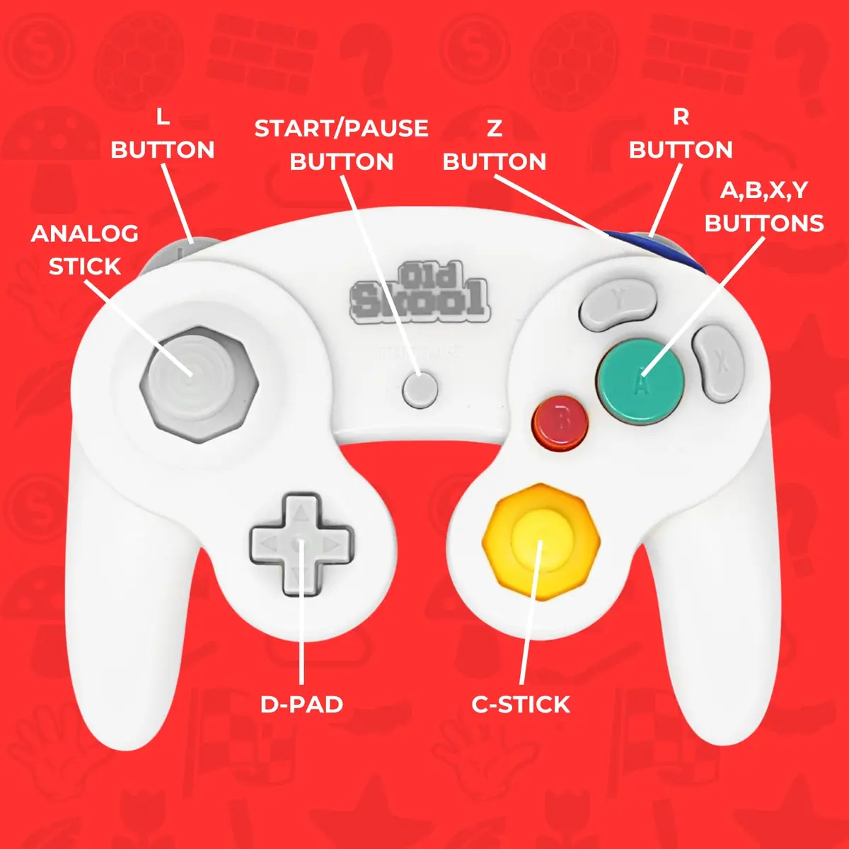 Old Skool Wired Controller for GameCube & Wii - White | 1.83m (6 ft) Cable - view 2