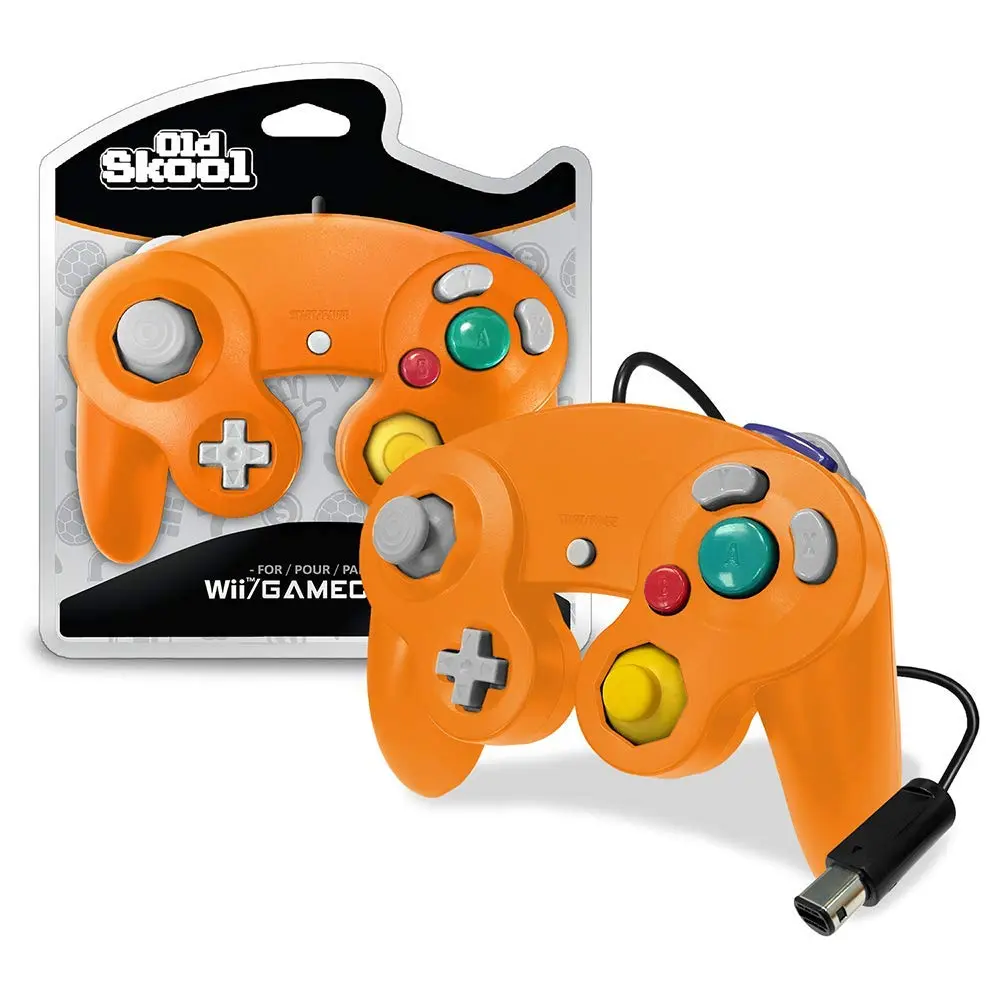 Old Skool Controller Compatible with Gamecube/Wii - Orange (Spice) | 6ft Cable, Rumble Vibration - main product image