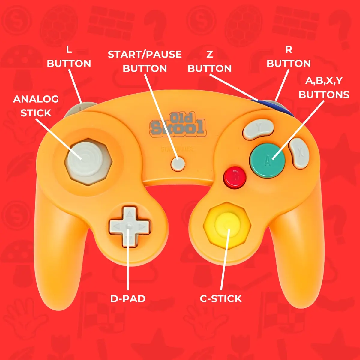 Old Skool Controller Compatible with Gamecube/Wii - Orange (Spice) | 6ft Cable, Rumble Vibration - view 2