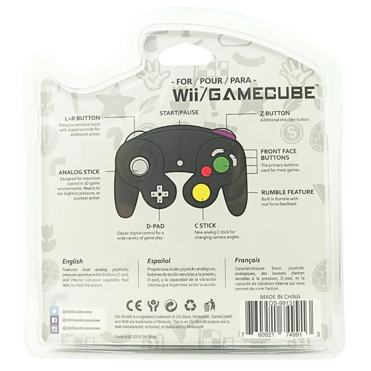 Old Skool GameCube/Wii Compatible Wired Controller - Black (18 Buttons, 1.83m Cable) - view 8