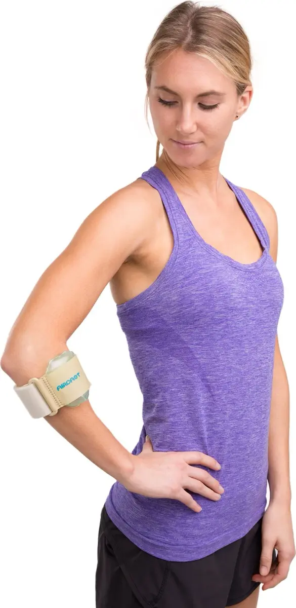 Aircast Pneumatic Armband Tennis/Golfers Elbow Support Strap, Beige | Concentrates Compression on Extensor Muscle - view 3