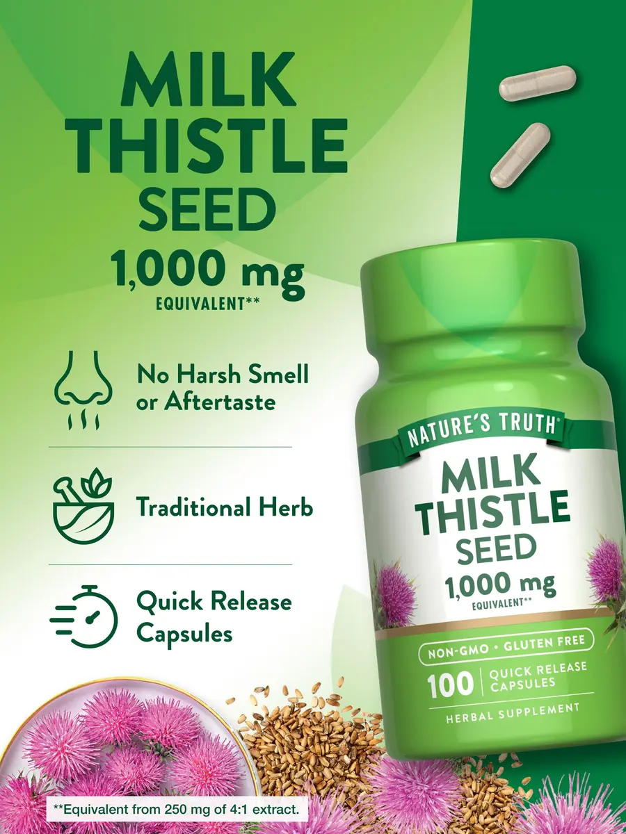 Nature's Truth Milk Thistle Seed Extract | Herbal Supplement | 100 Capsules - view 5