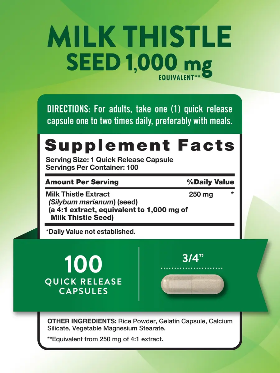 Nature's Truth Milk Thistle Seed Extract | Herbal Supplement | 100 Capsules - view 2