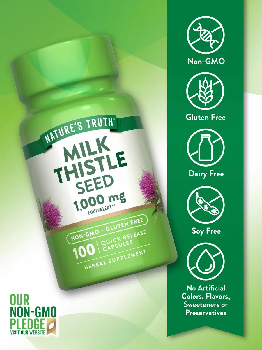 Nature's Truth Milk Thistle Seed Extract | Herbal Supplement | 100 Capsules - view 3