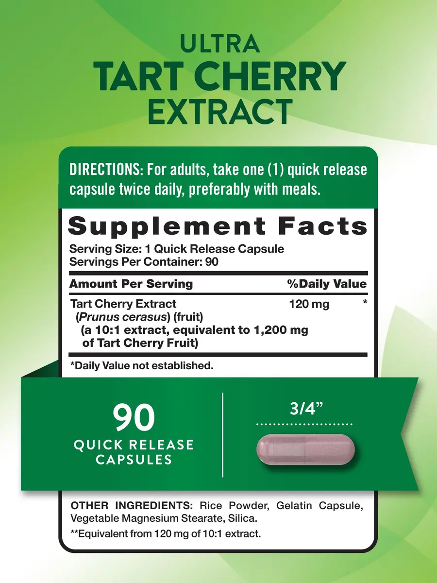 Nature's Truth Tart Cherry Extract Capsules | 90 Count | Herbal Supplement for Sleep & Antioxidants - view 2