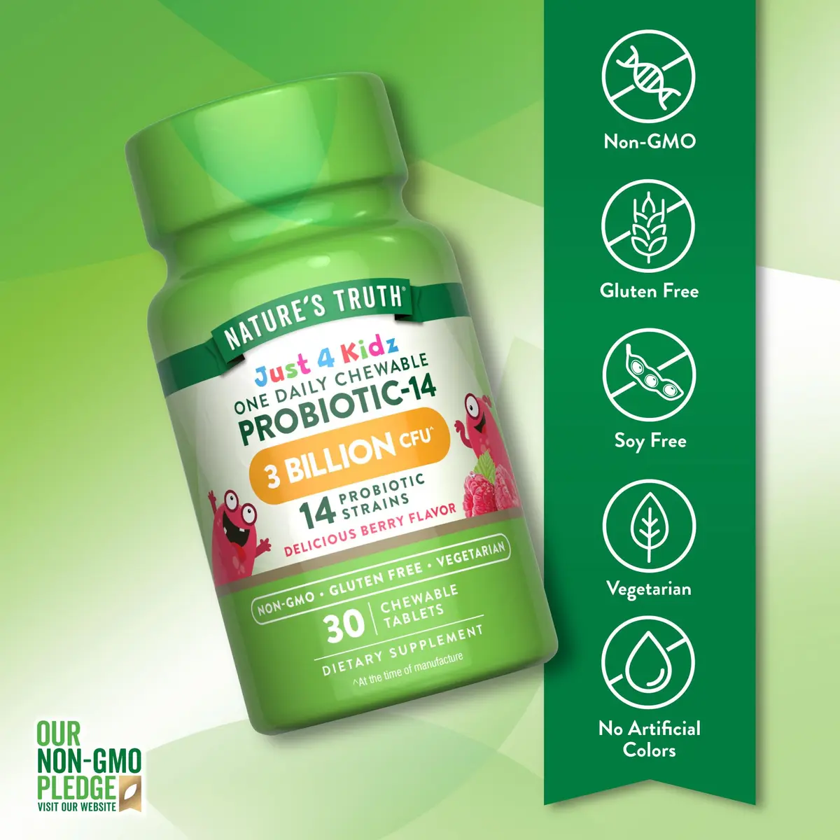 Nature's Truth Probiotics for Kids 30 Chewable Tablets | 3 Billion CFUs | Berry Flavor - view 3