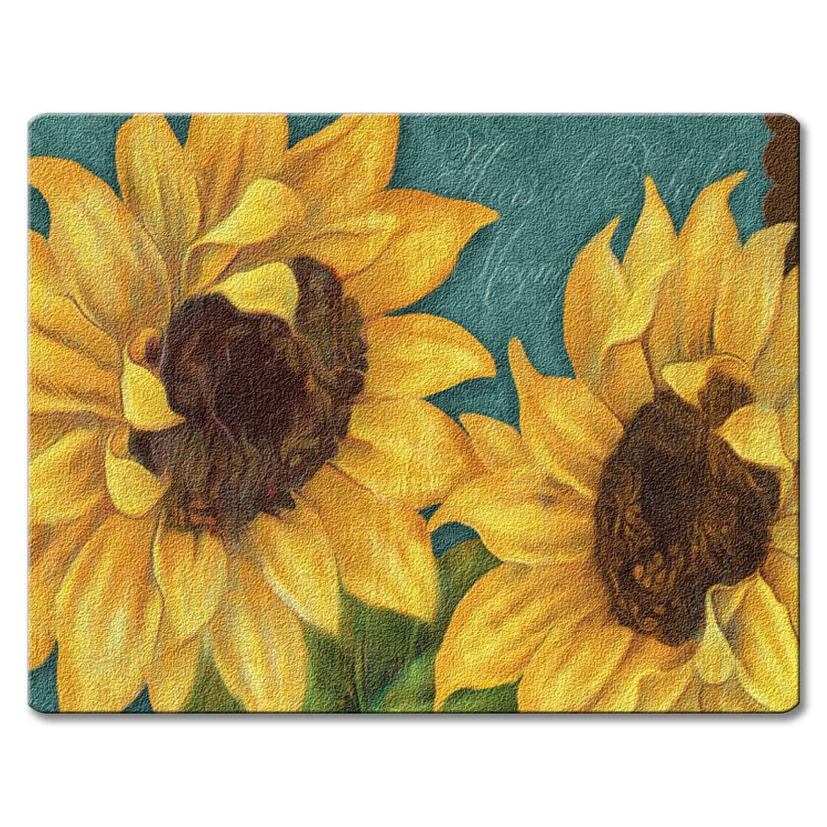 Highland Graphics Sunshiny Day Bold Yellow Sunflowers Glass Cutting Board 10 Inch | Eco-Friendly Kitchen Accessory - main product image