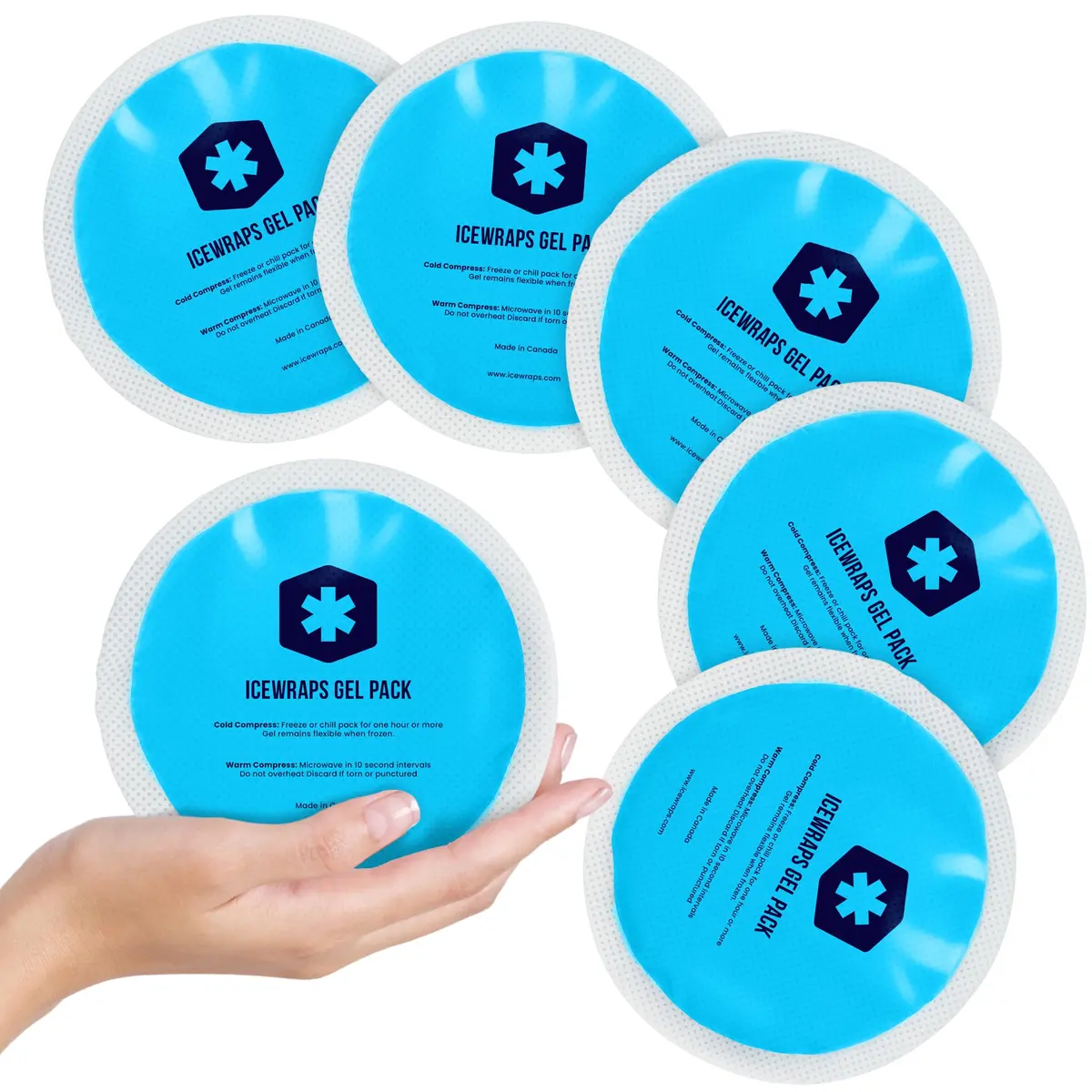 ICEWRAPS 4 inches Round Reusable Ice Packs with Cloth Backing | Soft & Flexible Cold Therapy for Pain Relief - main product image