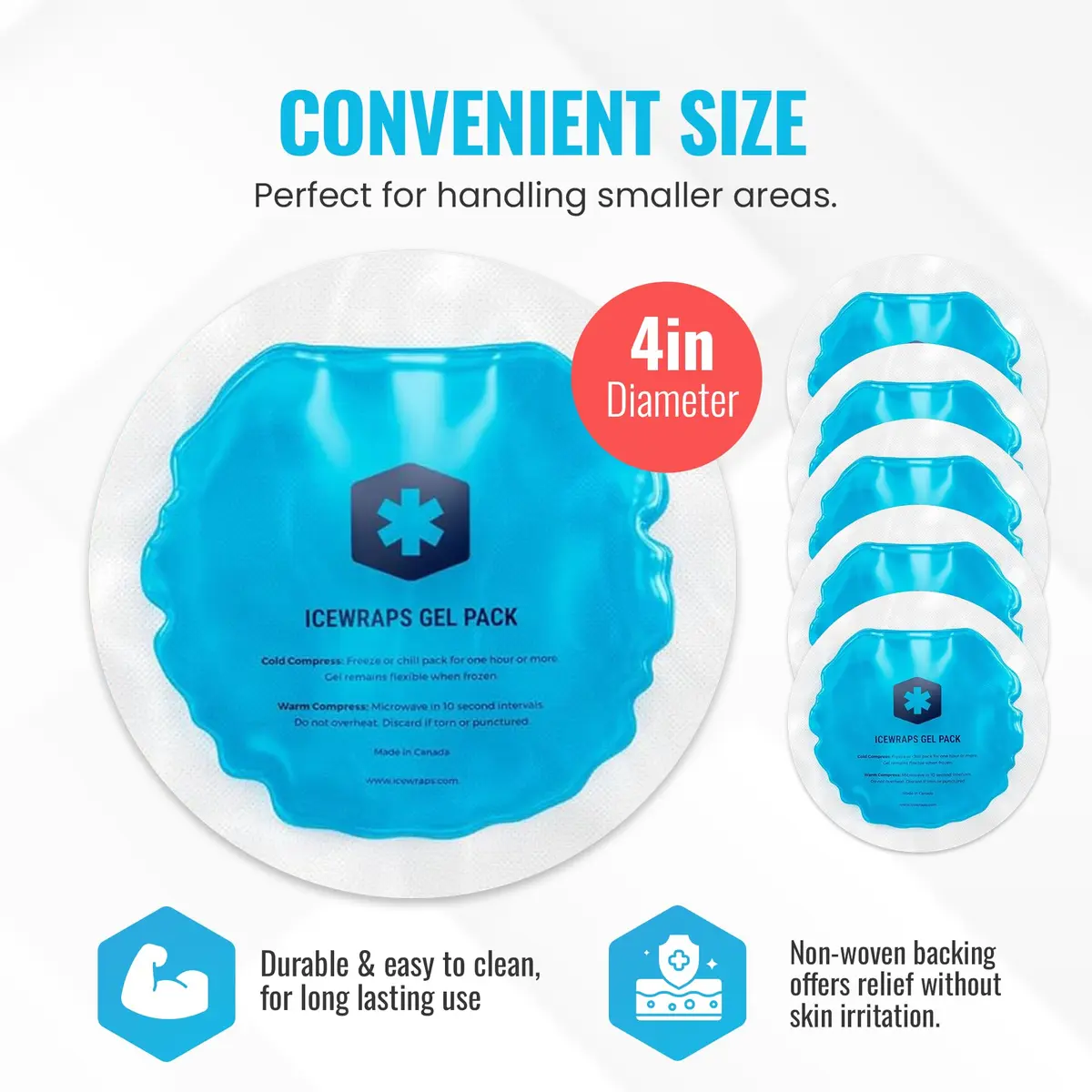 ICEWRAPS 4 inches Round Reusable Ice Packs with Cloth Backing | Soft & Flexible Cold Therapy for Pain Relief - view 5