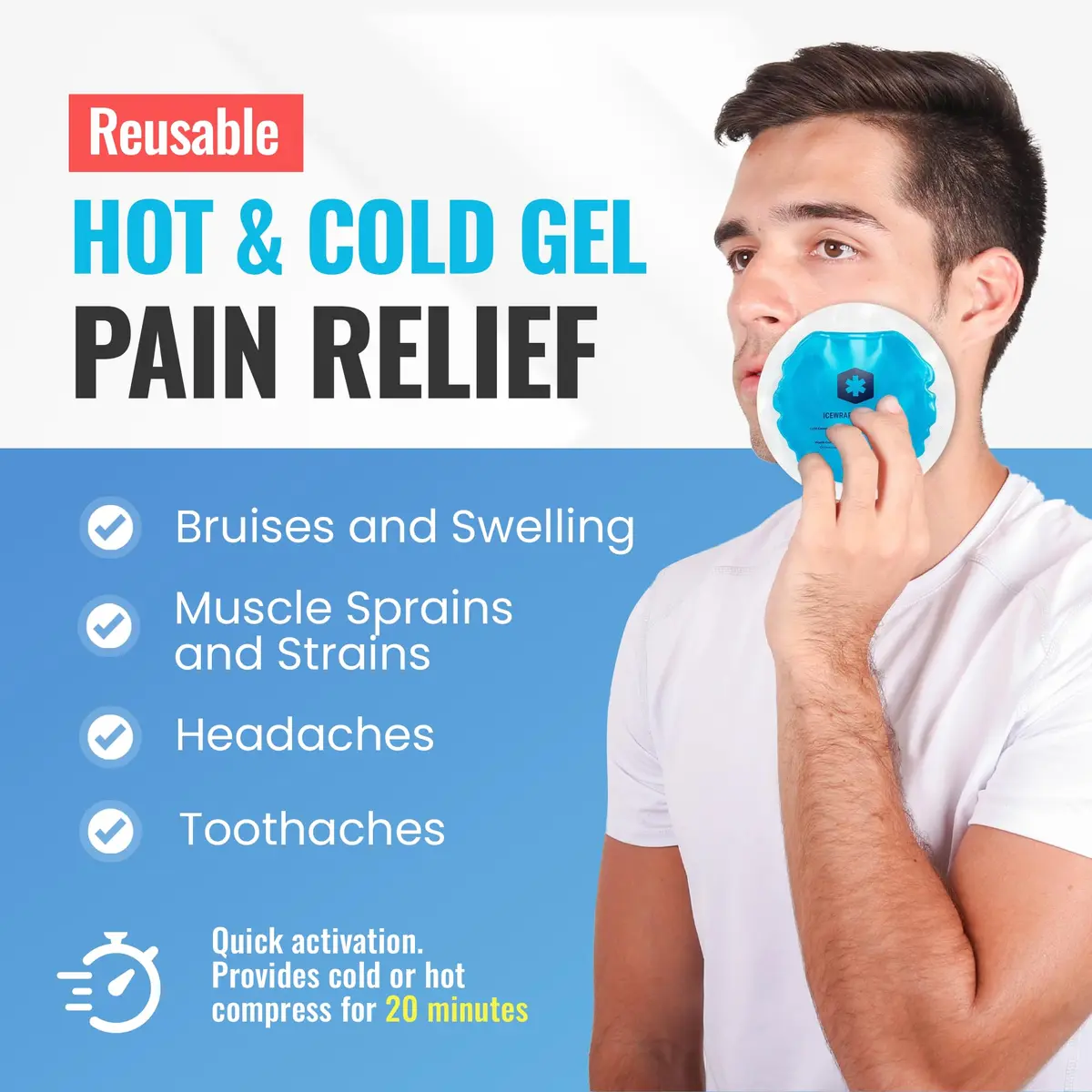 ICEWRAPS 4 inches Round Reusable Ice Packs with Cloth Backing | Soft & Flexible Cold Therapy for Pain Relief - view 2
