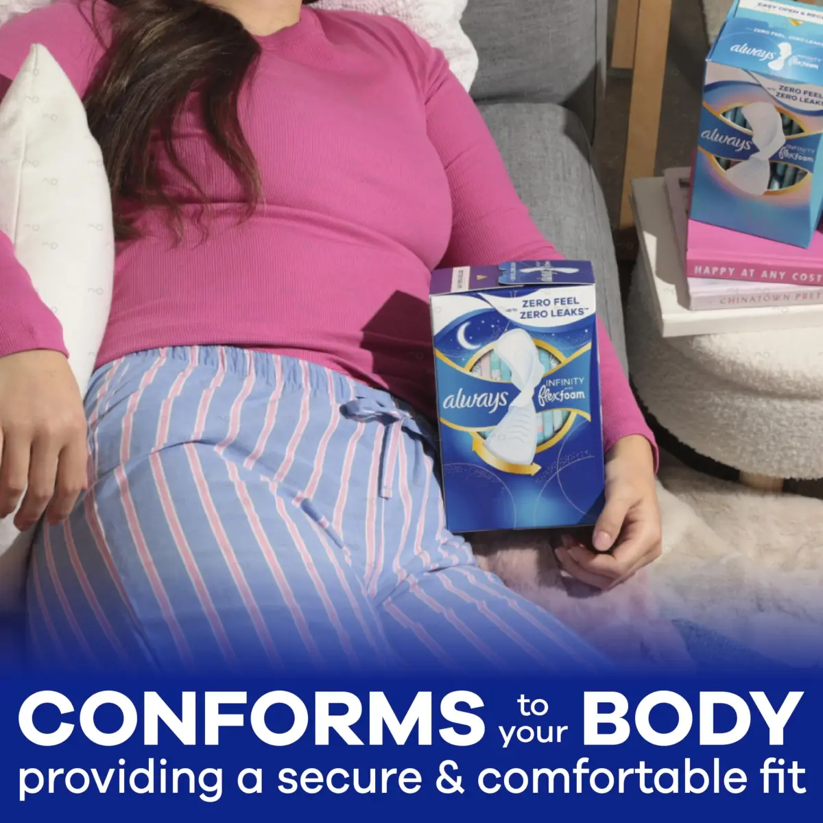 Always Infinity Feminine Pads with FlexFoam, Size 5 Extra Heavy Overnight, 132 Count (6 Packs of 22) | Dermatologically Tested by Skin Health Alliance - view 7