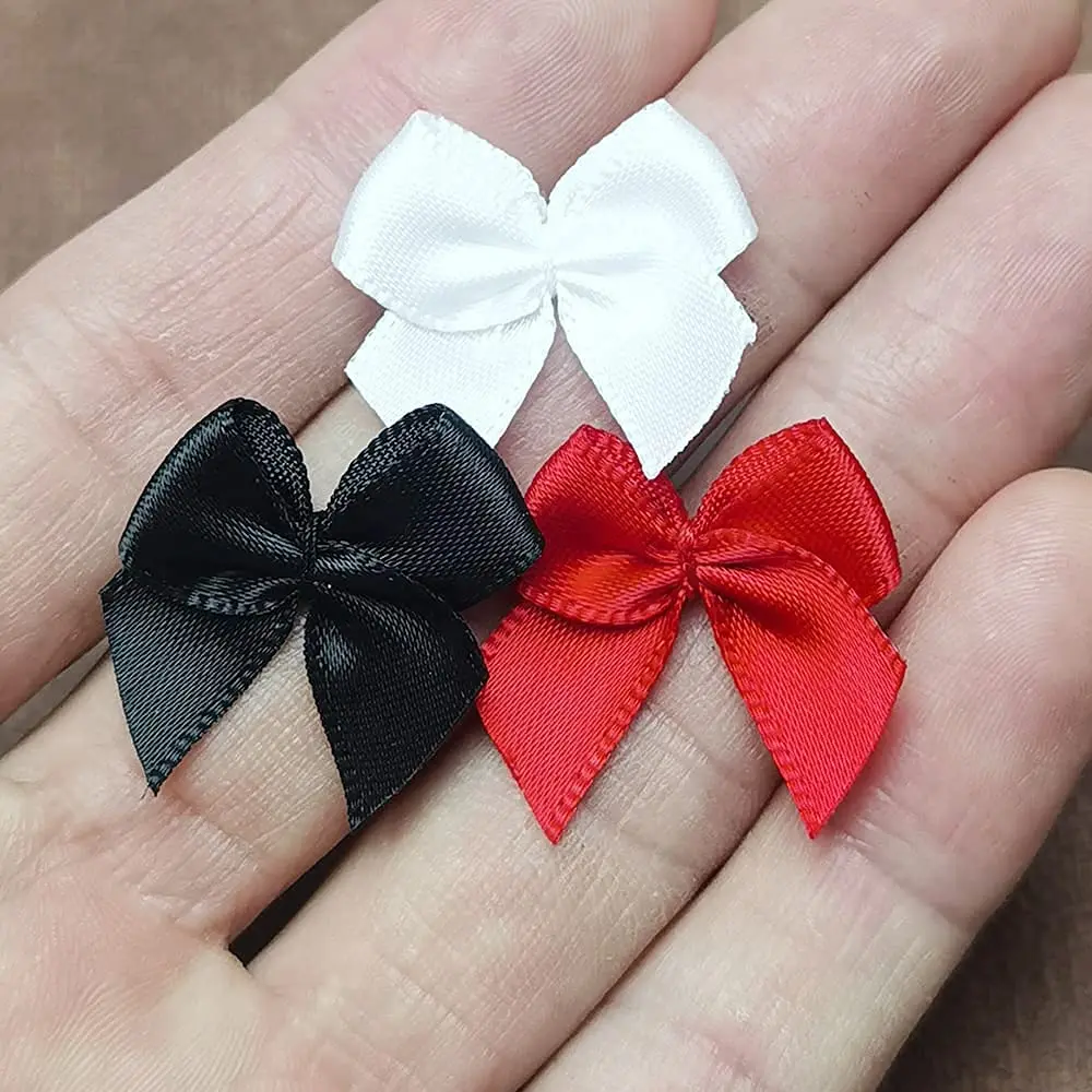 Chenkou Craft Red Mini Satin Ribbon Bows 25x20mm (60-Pack) | DIY Craft Embellishments - main product image