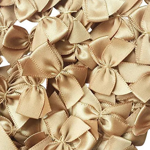 Chenkou Craft Mini Satin Ribbon Bows Flowers 25x20mm Brown | 60pcs for DIY Crafts - view 2
