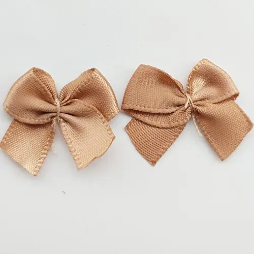 Chenkou Craft Mini Satin Ribbon Bows Flowers 25x20mm Brown | 60pcs for DIY Crafts - view 3