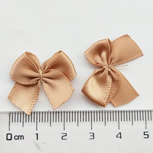 Chenkou Craft Mini Satin Ribbon Bows Flowers 25x20mm Brown | 60pcs for DIY Crafts - view 6