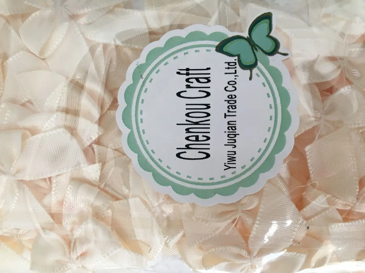 Chenkou Craft Mini Satin Ribbon Bows 25X20mm Beige | DIY Craft Flowers & Bows - main product image