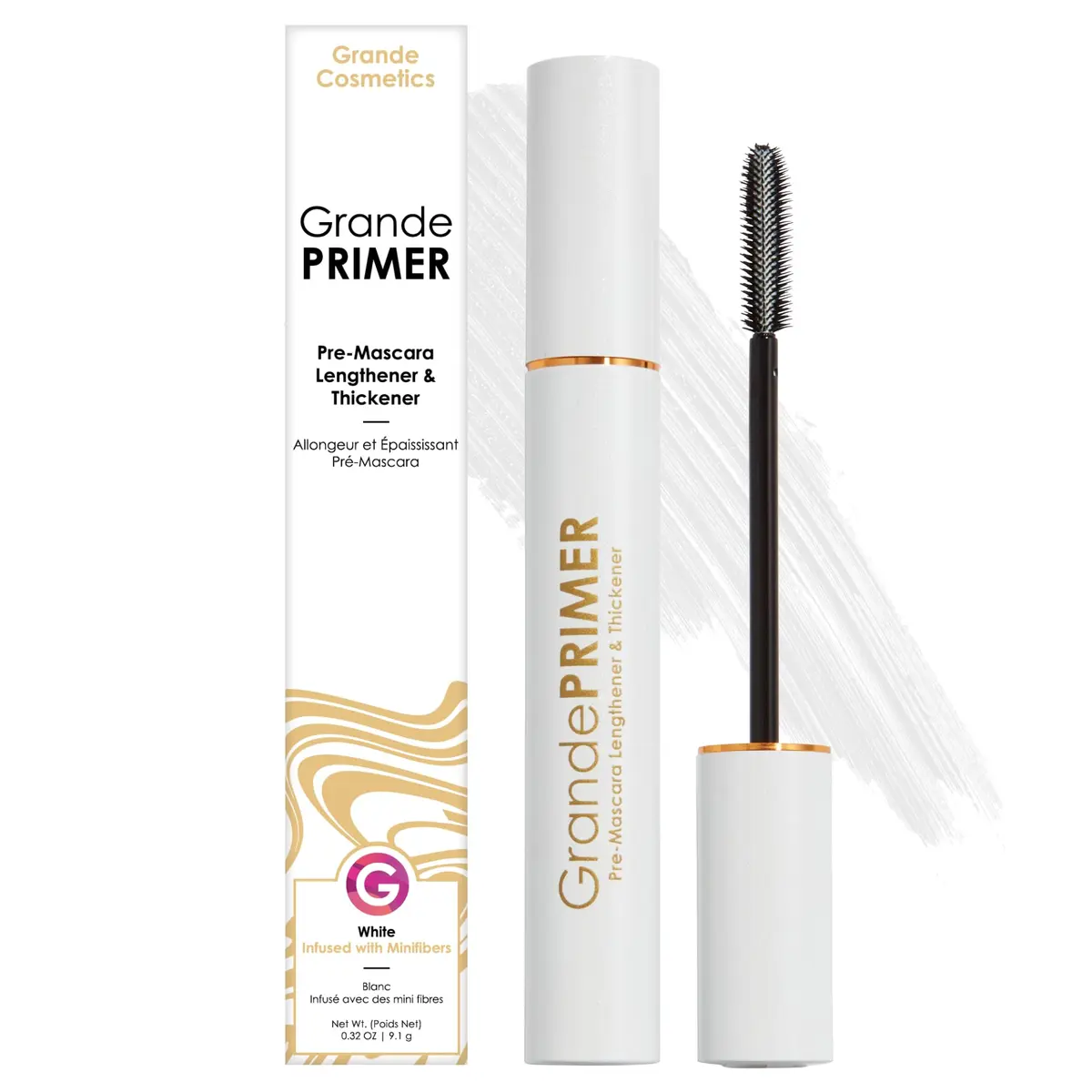 Grande Cosmetics GrandePRIMER Pre-Mascara Lengthener & Thickener 0.32 oz | Smudge-Proof, Water-Resistant Lash Primer for Flawless Application - main product image