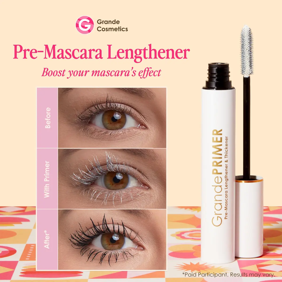Grande Cosmetics GrandePRIMER Pre-Mascara Lengthener & Thickener 0.32 oz | Smudge-Proof, Water-Resistant Lash Primer for Flawless Application - view 2