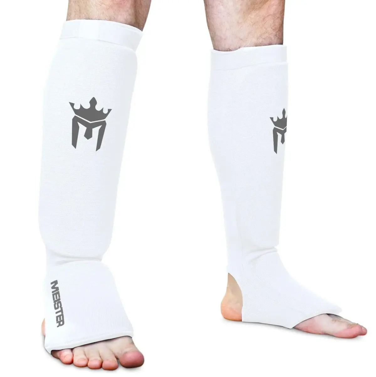 Meister MMA Elastic Cloth Shin & Instep Guards - White - Youth/X-Small | Lightweight Combat Sports Protection - main product image