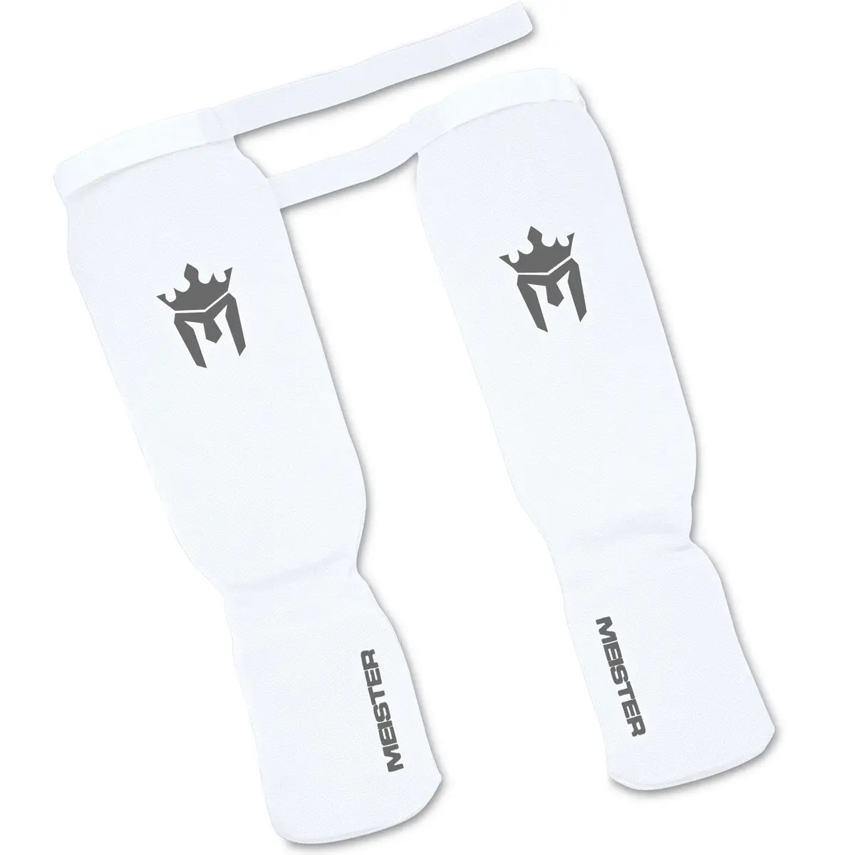 Meister MMA Elastic Cloth Shin & Instep Padded Guards - White - S/M | Impact Protection for Muay Thai & MMA - view 3