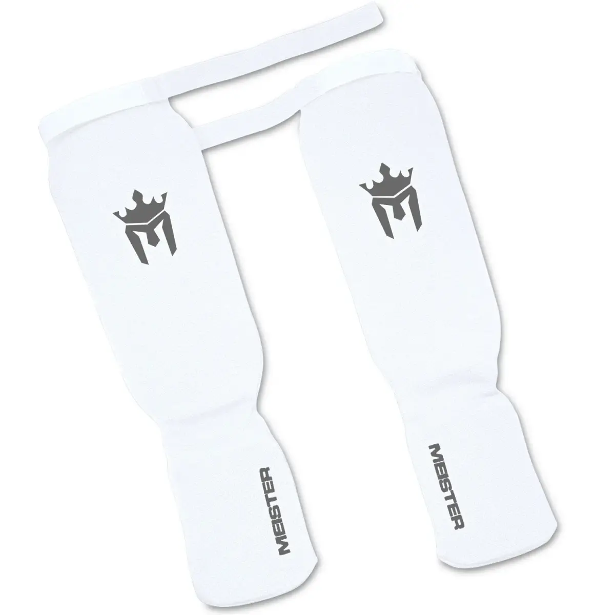 Meister MMA Elastic Cloth Shin & Instep Guards - White - Large/X-Large | Lightweight Combat Sports Protection - view 3