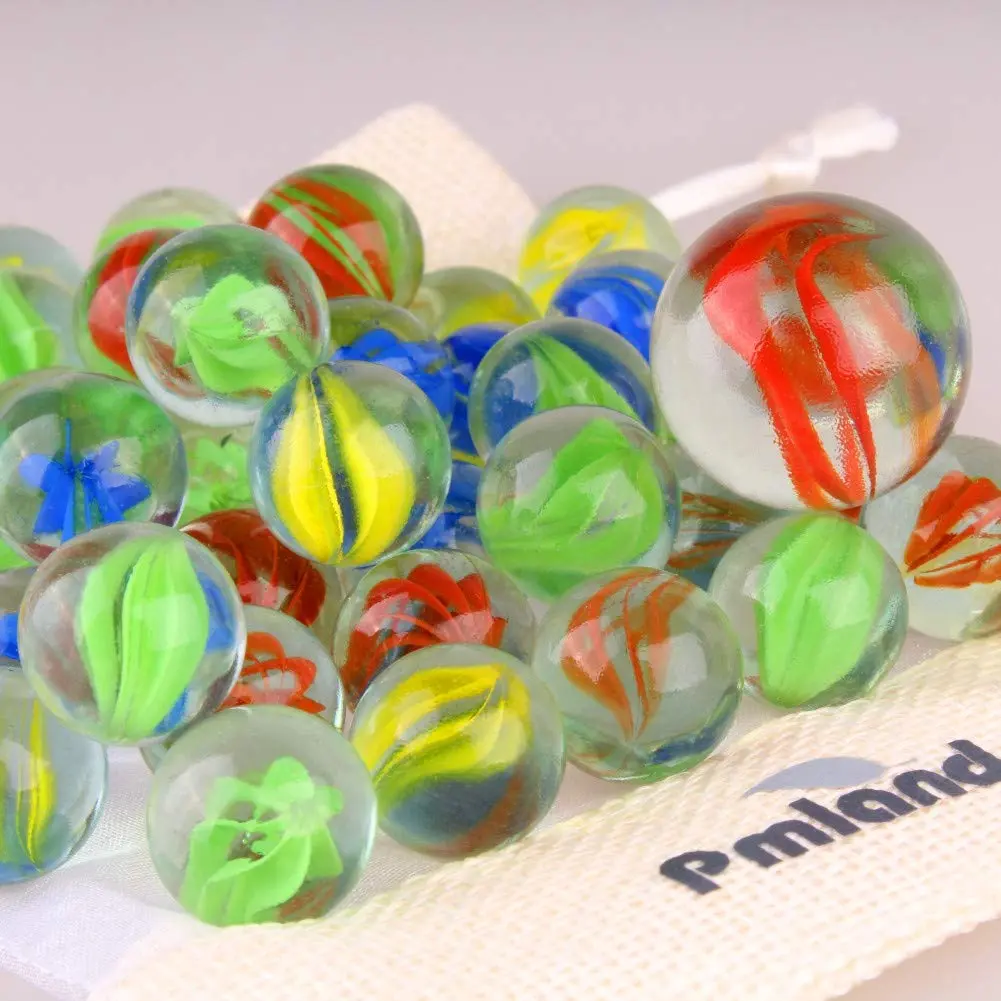 PMLAND 40 Pcs Cats Eyes Glass Marbles Assorted Colors | Durable Glass Marbles for Kids & Family - view 2