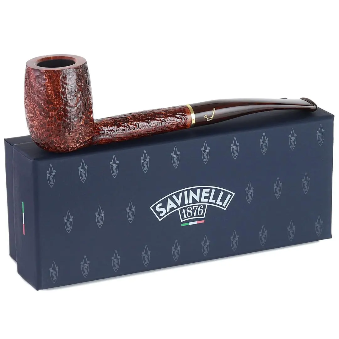 Savinelli Bing's Collection - Long Straight Billiard (Rustic Finish) | Handcrafted Italian Briar Pipe - main product image