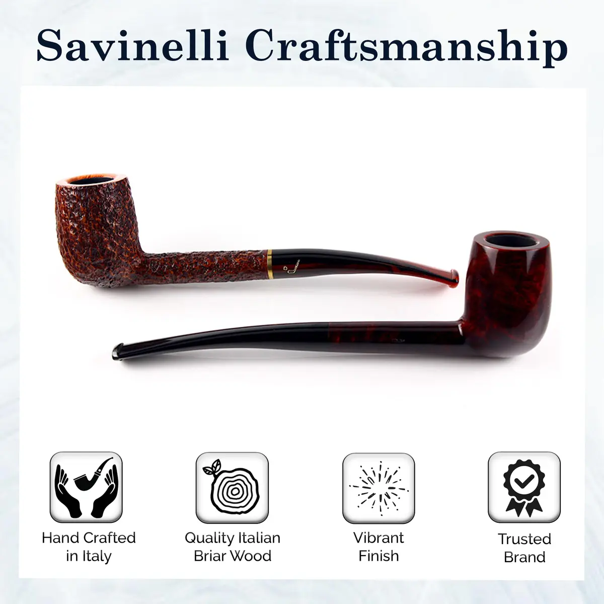Savinelli Bing's Collection - Long Straight Billiard (Rustic Finish) | Handcrafted Italian Briar Pipe - view 9