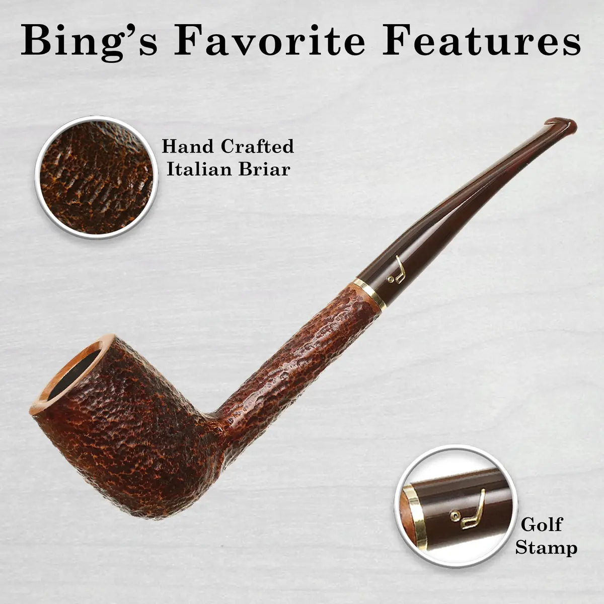 Savinelli Bing's Collection - Long Straight Billiard (Rustic Finish) | Handcrafted Italian Briar Pipe - view 2