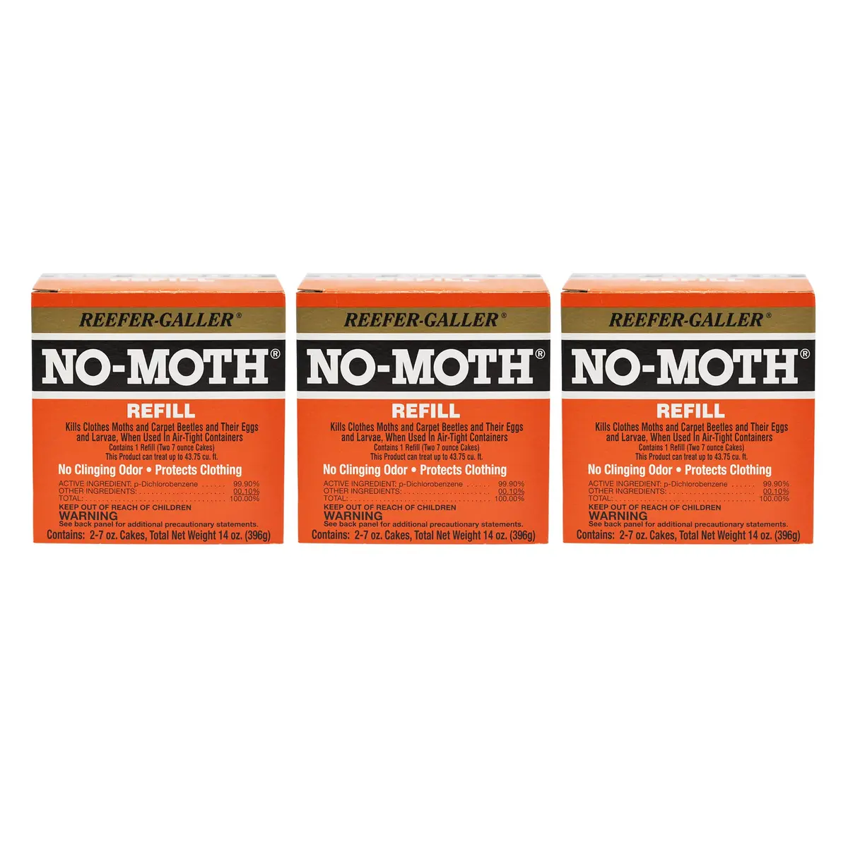 Reefer-Galler NO Moth Closet Hanger Refill Pack of 3 | Odorless, Effective Mothproofing for Air-Tight Closets - main product image