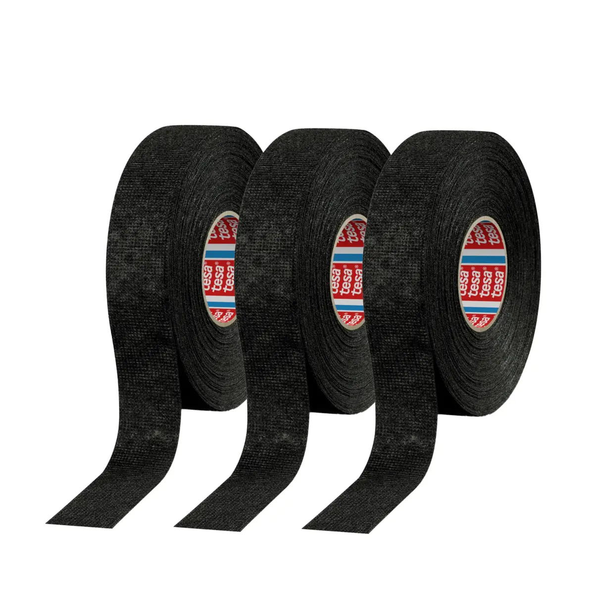 tesa 51608 Noise Damping PET Fleece Automotive Wire Harness Tape, Black, 19mm x 25m (0.75in x 27yds) | Automotive Grade - main product image