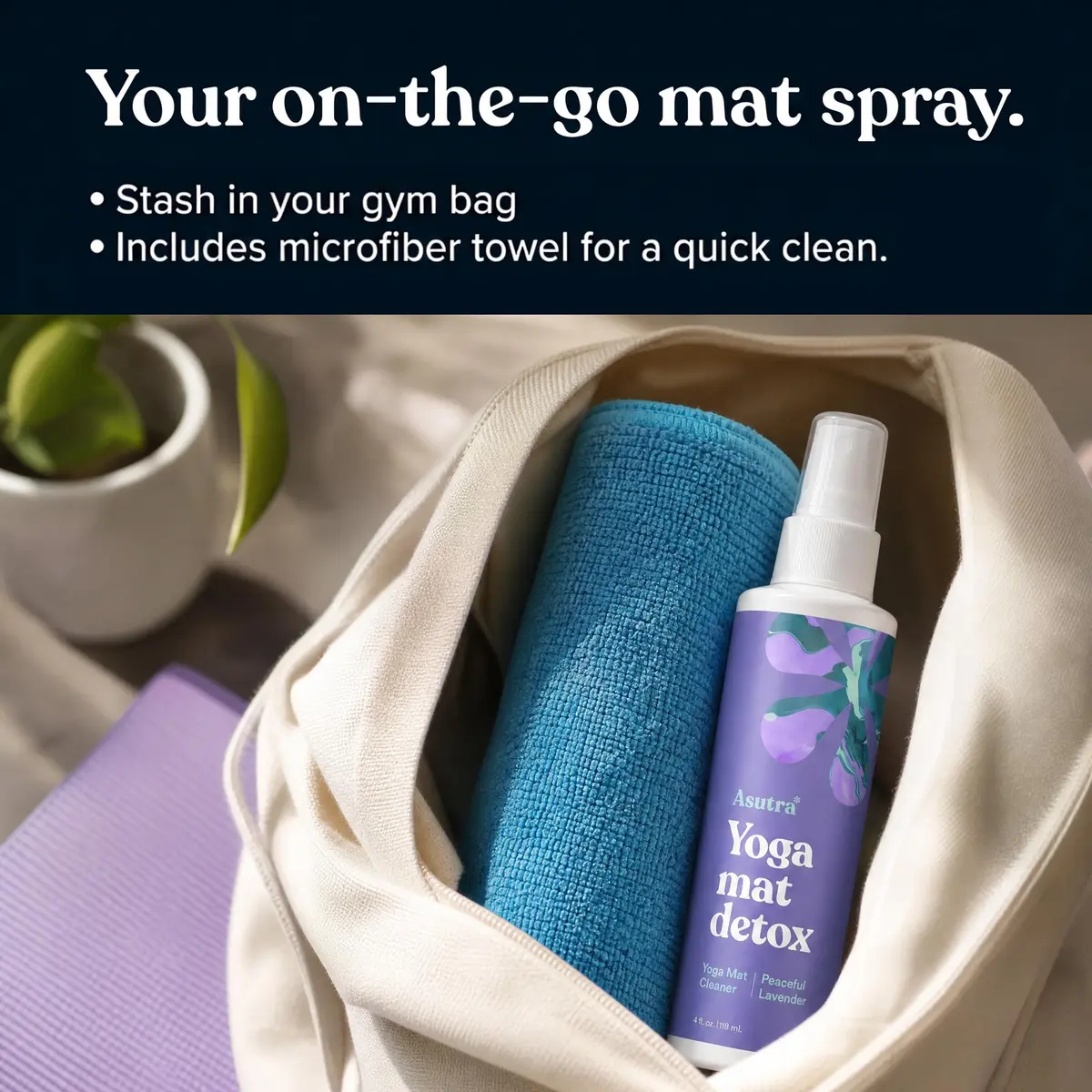 ASUTRA Organic Yoga Mat Cleaner Spray 4 fl oz | No Residue, Essential Oils, Deep-Cleansing - view 5