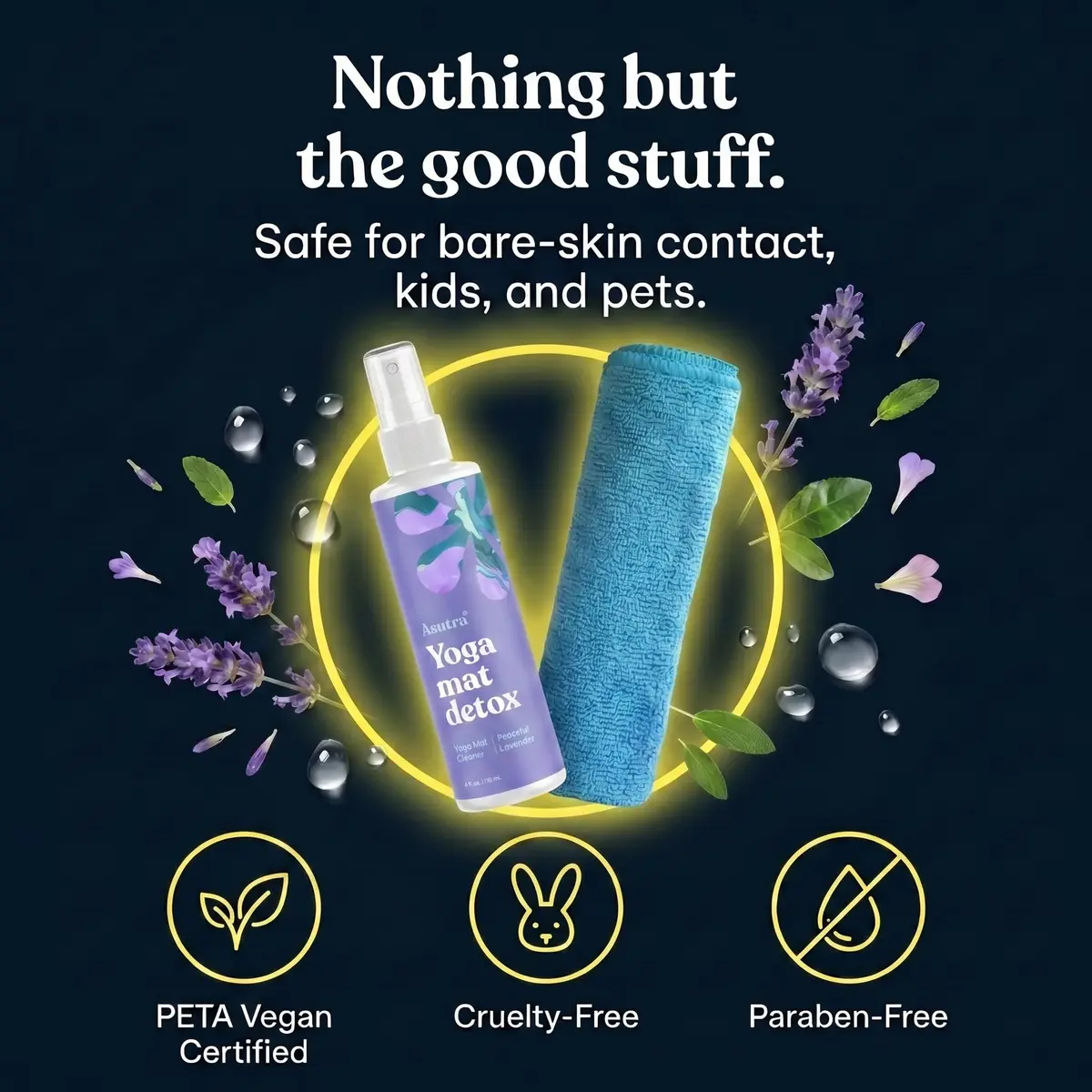 ASUTRA Organic Yoga Mat Cleaner Spray 4 fl oz | No Residue, Essential Oils, Deep-Cleansing - view 3