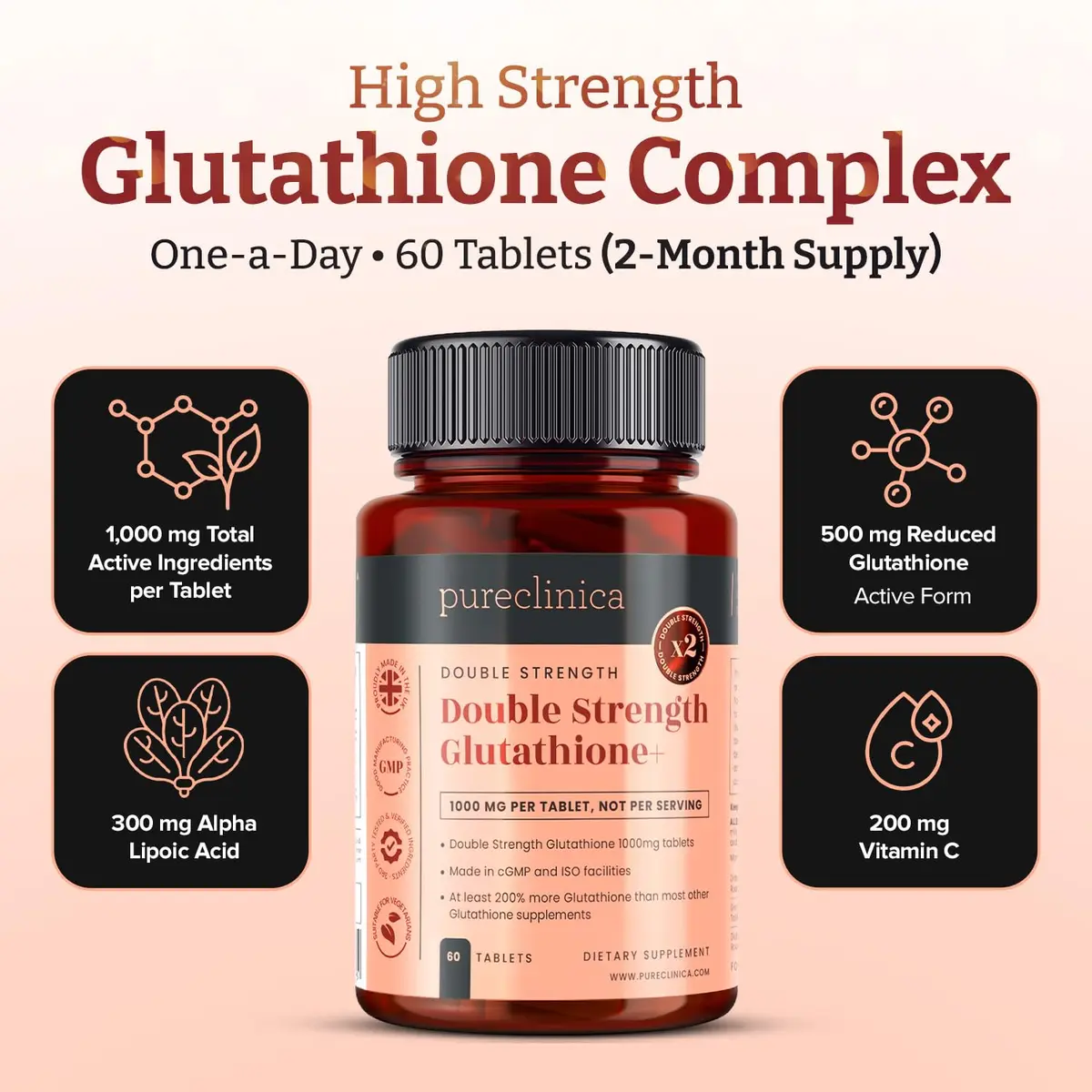 pureclinica Glutathione 1000mg | Skin Brightening & Detox Support (70-120 chars) - view 3