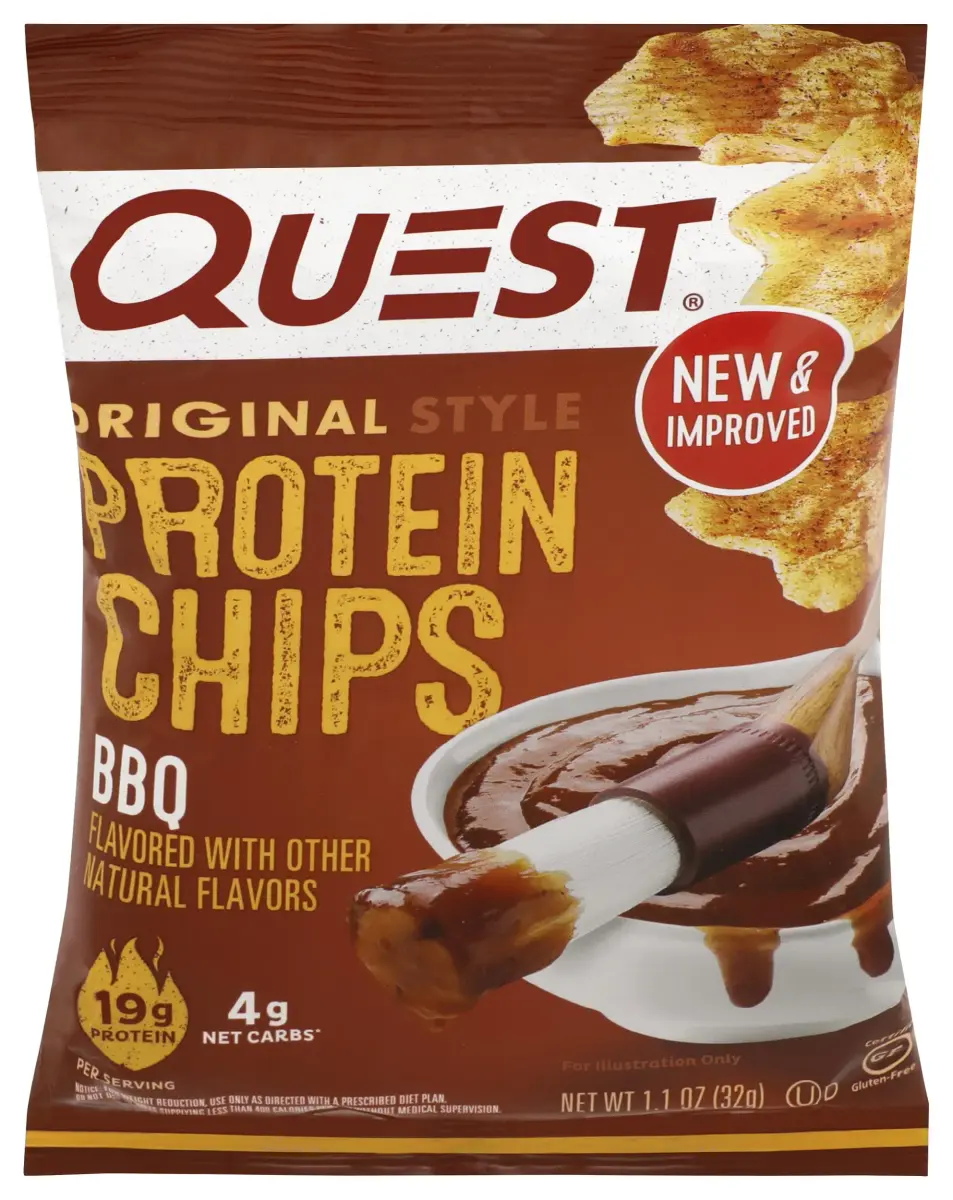 Quest Nutrition Protein Chips BBQ 32g (1.125 oz) | 22g Protein, 2g Net Carbs, Baked, Gluten-Free - main product image