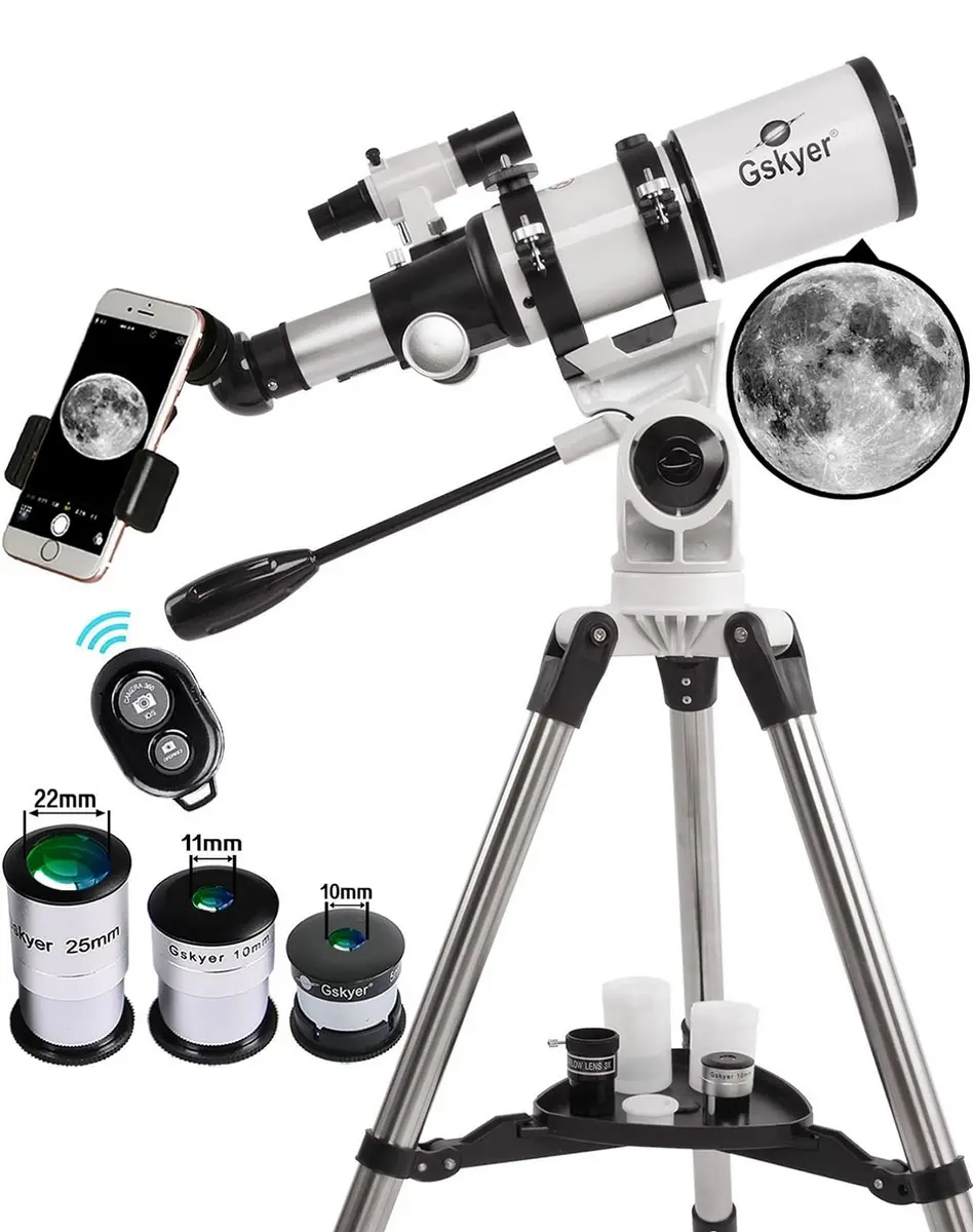 Gskyer Telescope 80mm AZ Space Astronomical Refractor for Kids | 400mm Focal Length, 80mm Aperture, AZ Mount, 3X Barlow, Phone & Remote - main product image