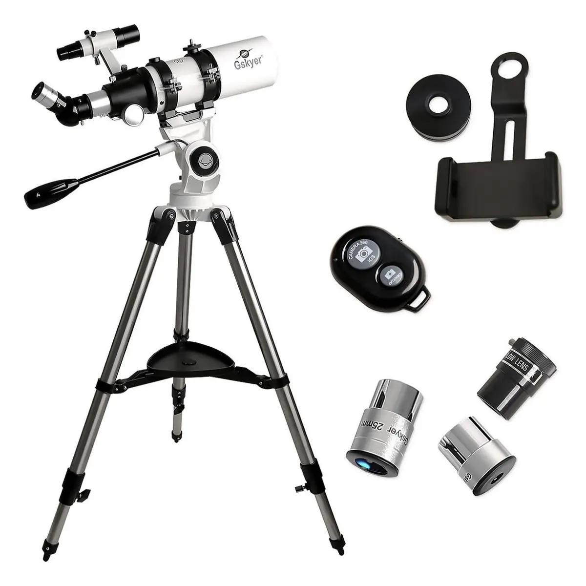 Gskyer Telescope 80mm AZ Space Astronomical Refractor for Kids | 400mm Focal Length, 80mm Aperture, AZ Mount, 3X Barlow, Phone & Remote - view 8