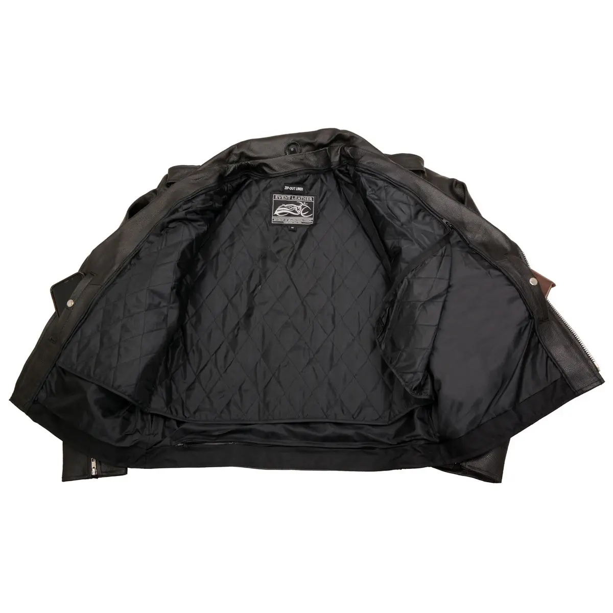 EVENT LEATHER EL5411 Men's Black Classic Side Lace Motorcycle Leather Jacket-MD | Durable Genuine Leather, Classic Motorcycle Style - view 8