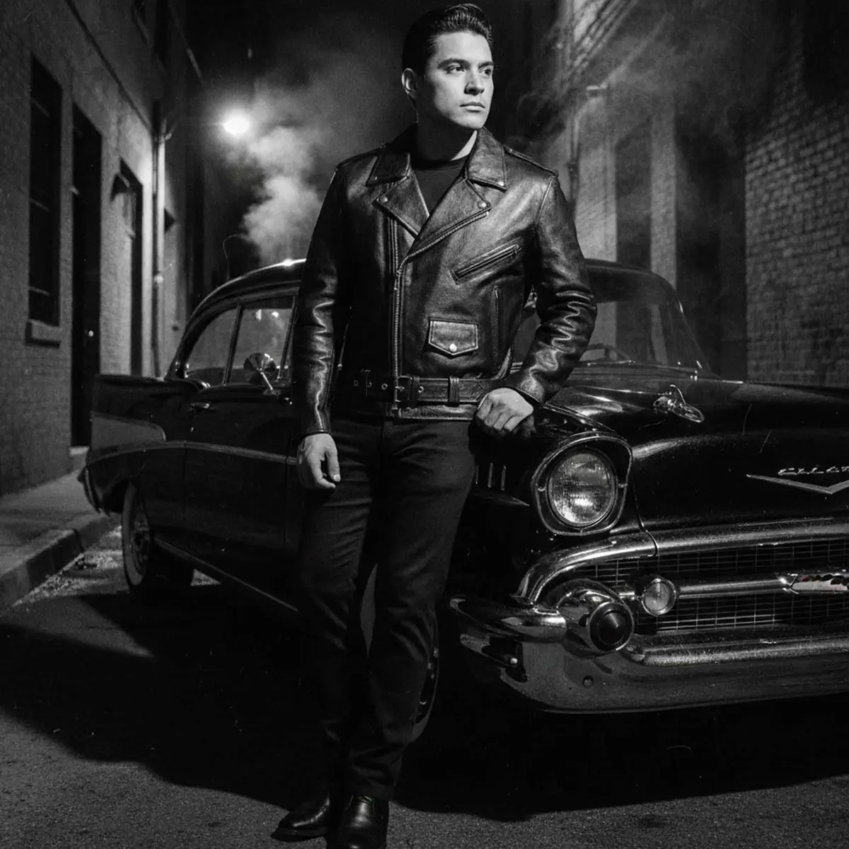 EVENT LEATHER EL5411 Men's Black Classic Side Lace Motorcycle Leather Jacket-MD | Durable Genuine Leather, Classic Motorcycle Style - view 3