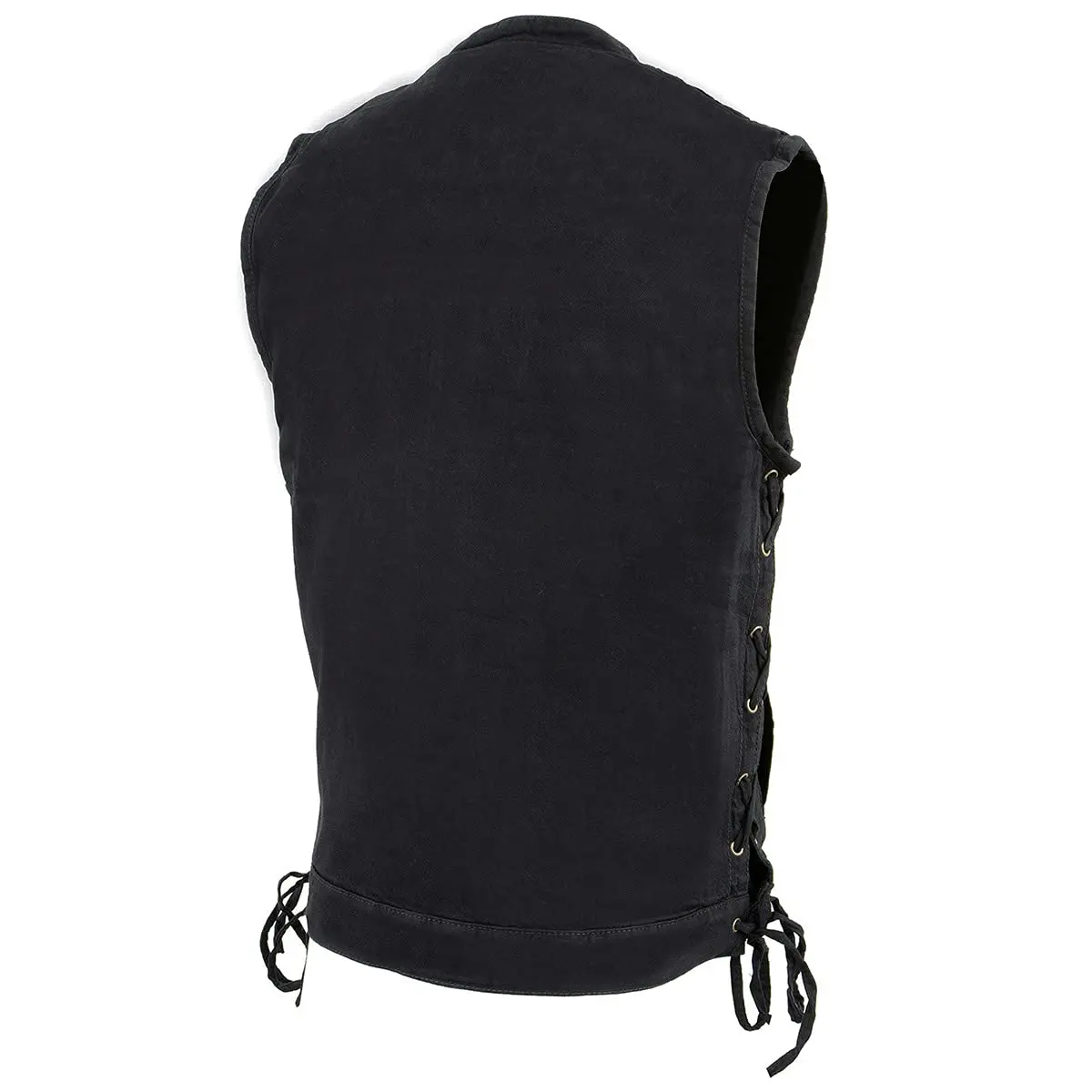 Milwaukee Leather MDM3002 Men’s Covert Black Denim Vest | Side Lace Adjustment, Concealed Pockets - view 8