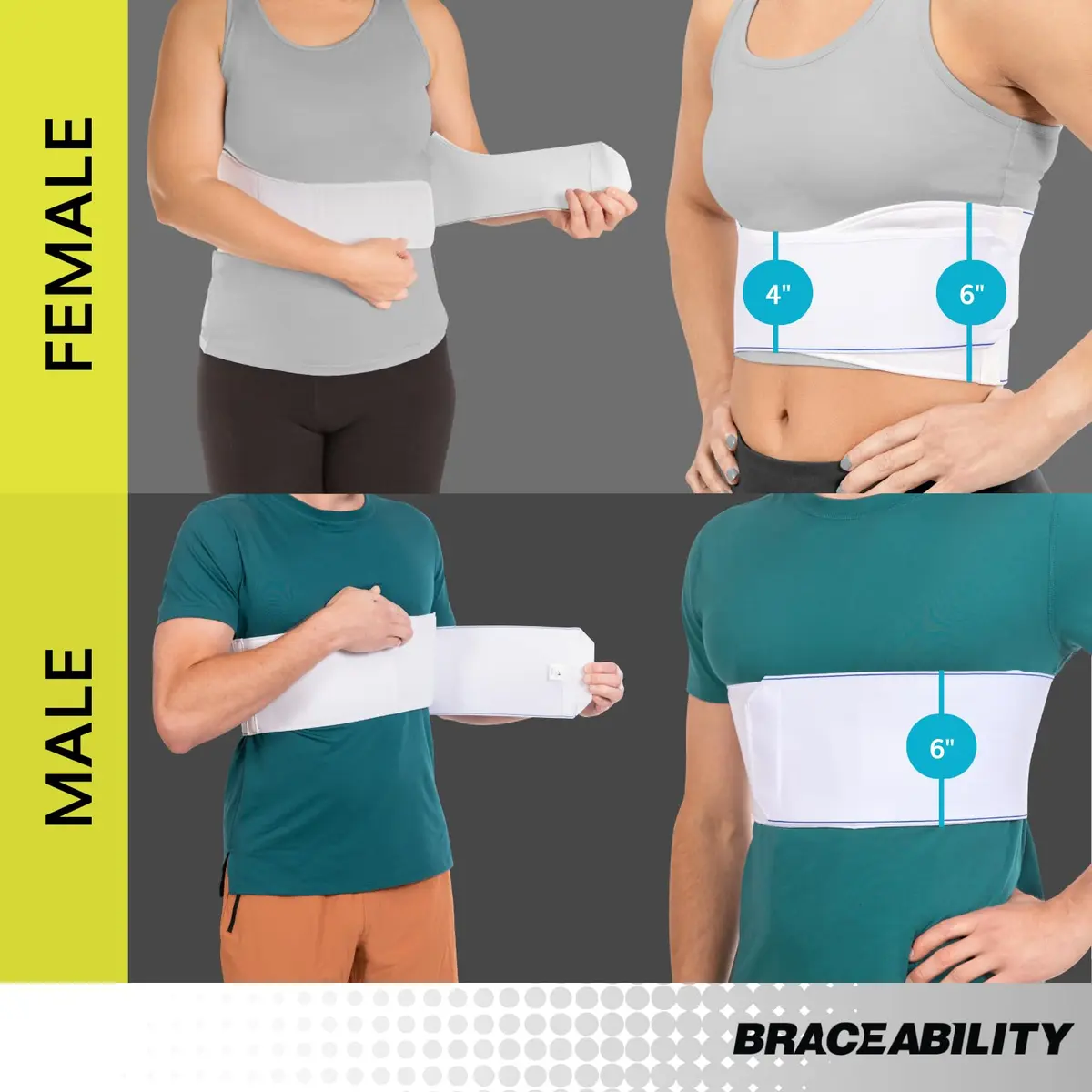 BraceAbility Rib Injury Binder Belt - Universal Brace for Women, Broken, Fractured, or Cracked Ribs, Cage Compression Wrap for Bruised Support, Sternum Injury Recovery (Fits 91.44cm-147.32cm) - view 5