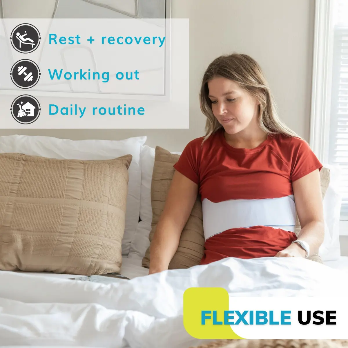 BraceAbility Rib Injury Binder Belt - Universal Brace for Women, Broken, Fractured, or Cracked Ribs, Cage Compression Wrap for Bruised Support, Sternum Injury Recovery (Fits 91.44cm-147.32cm) - view 3