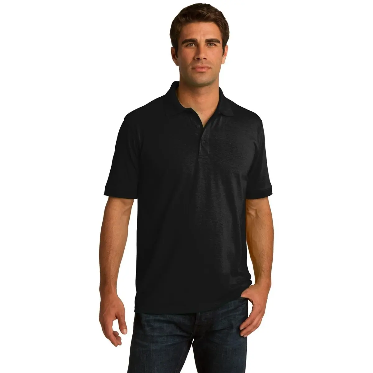 Clothe Co. Men's Big and Tall Polo Shirt | Performance Cotton Blend, Short Sleeve, Jet Black, XLT - main product image