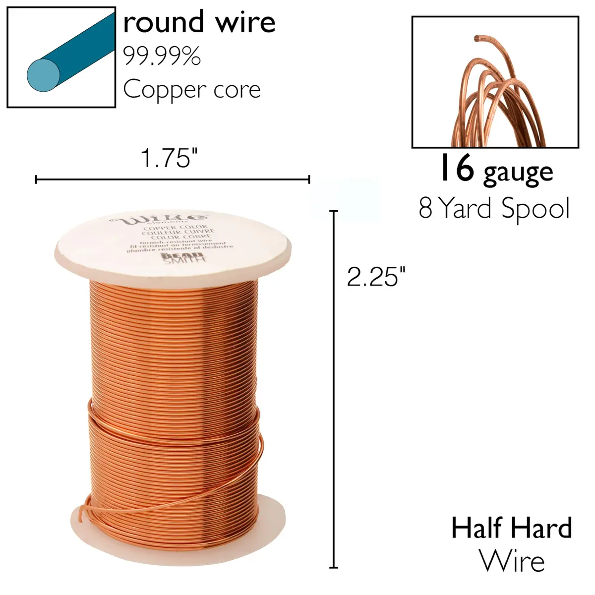 The Beadsmith Copper Jewelry Wire 16 Gauge (7.32 meters / 8 Yards) | Tarnish-Resistant for Crafts - view 3